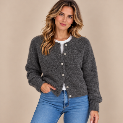 Jeralyn | Cardigan mit weicher Strickstruktur und Knopfleiste
