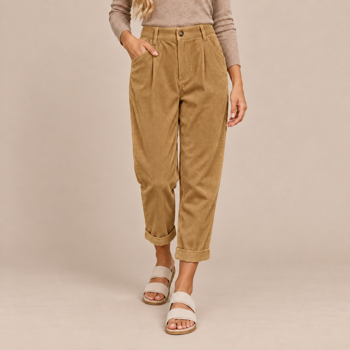 Jeralyn | Cordhose Damen mit Karottenschnitt und Corduroy-Struktur