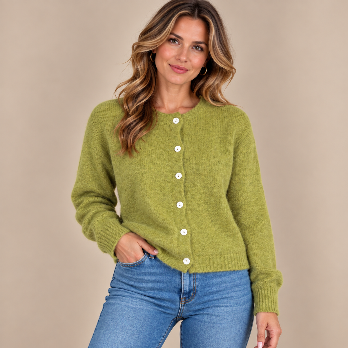 Jeralyn | Cardigan mit weicher Strickstruktur und Knopfleiste
