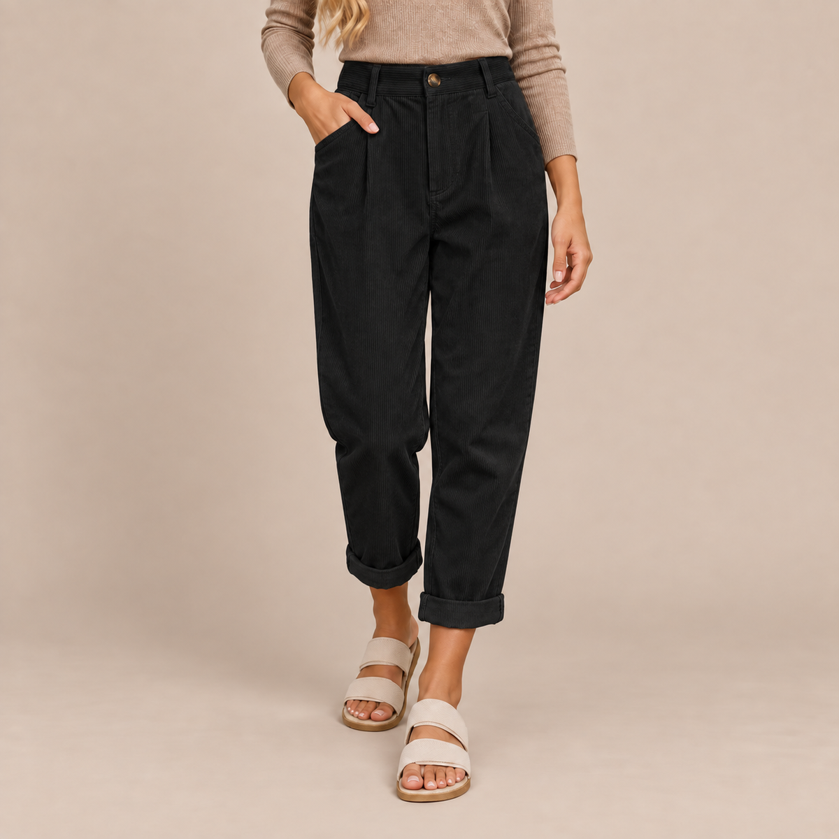 Jeralyn | Cordhose Damen mit Karottenschnitt und Corduroy-Struktur