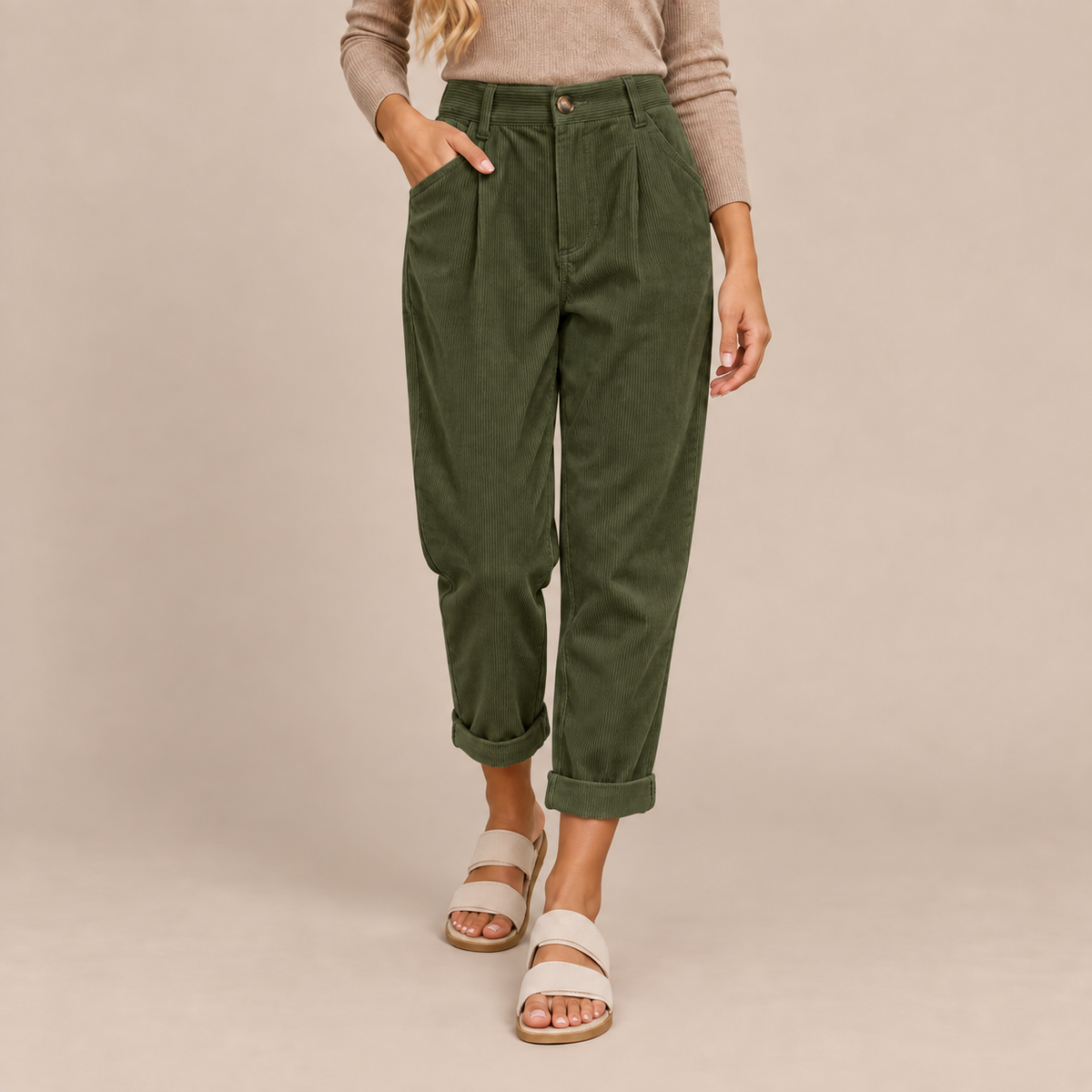 Jeralyn | Cordhose Damen mit Karottenschnitt und Corduroy-Struktur
