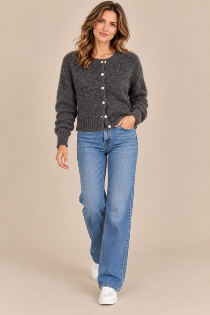 Jeralyn | Cardigan mit weicher Strickstruktur und Knopfleiste