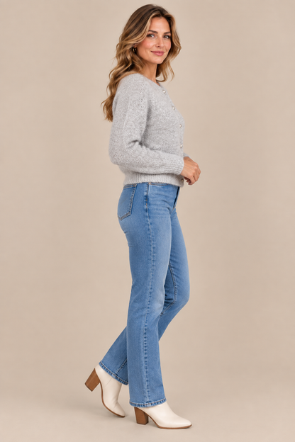Jeralyn | Cardigan mit weicher Strickstruktur und Knopfleiste