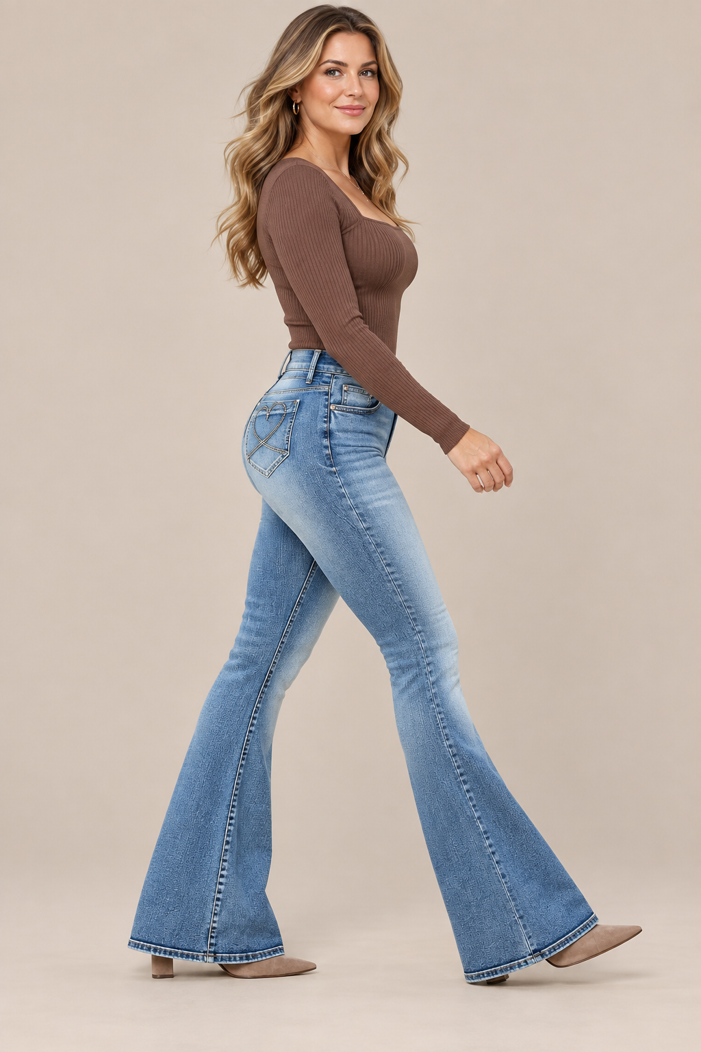 Jhema | Jeans Damen mit hoher Taille und ausgestelltem Bein