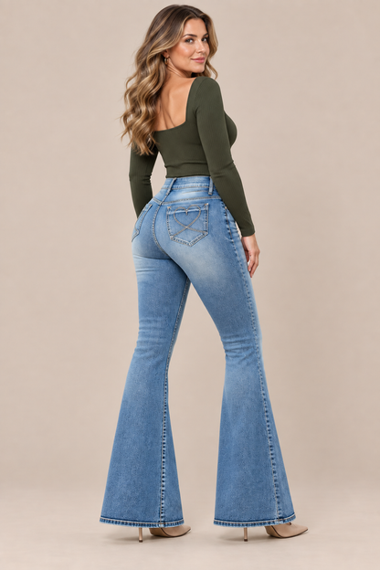 Jhema | Jeans Damen mit hoher Taille und ausgestelltem Bein
