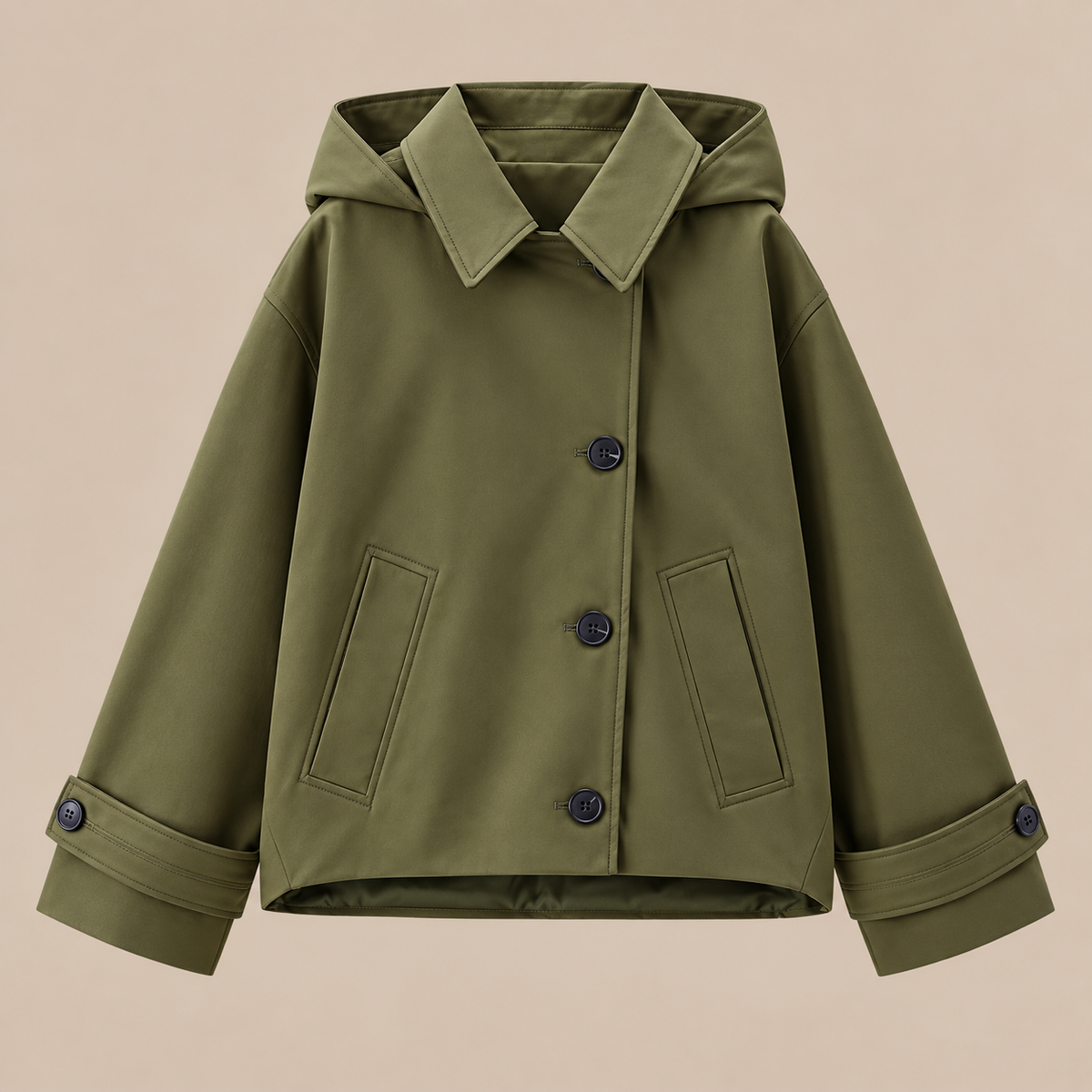 Jillian | Trenchcoat Damen Kurz mit Kapuze