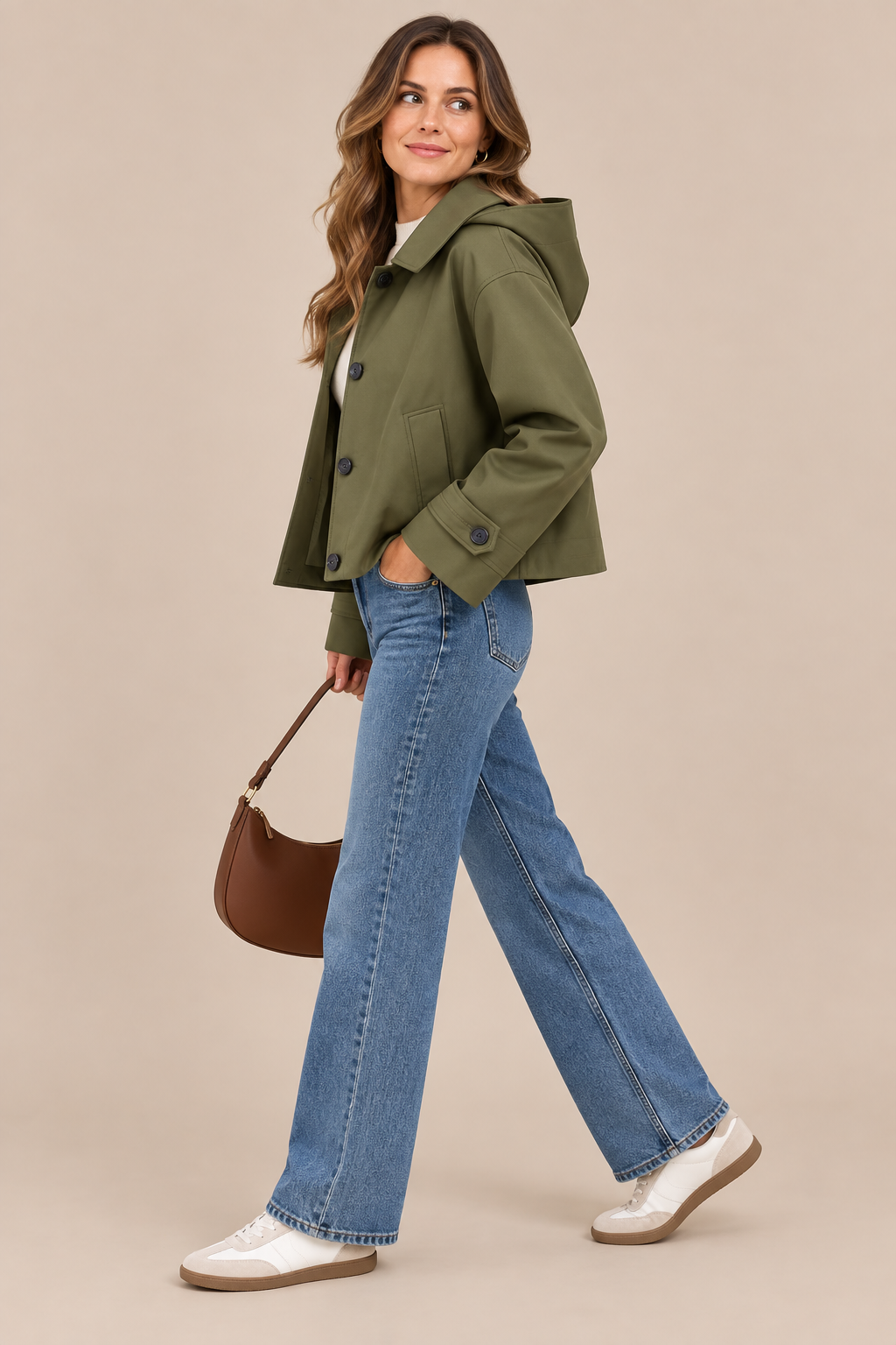 Jillian | Trenchcoat Damen Kurz mit Kapuze