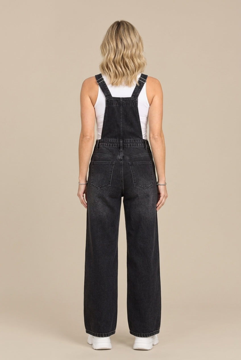 Joanne | Denim-Latzhose für Damen mit weitem Bein