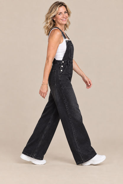 Joanne | Denim-Latzhose für Damen mit weitem Bein
