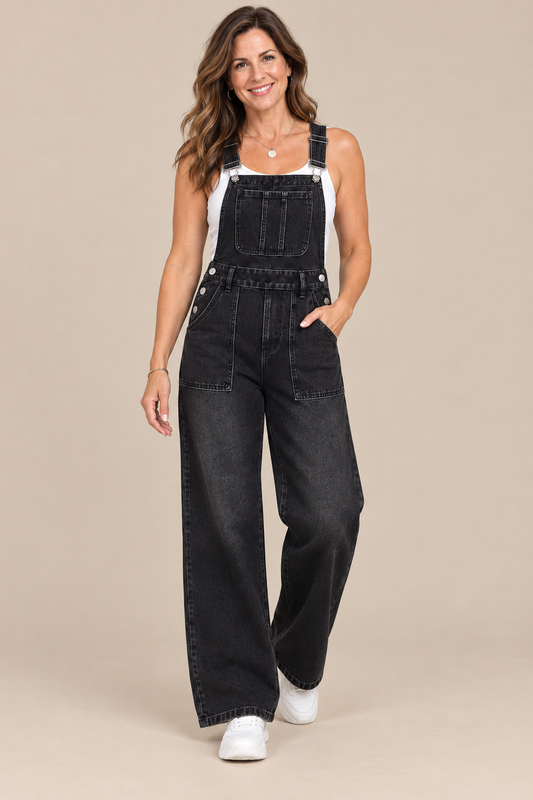 Joanne | Denim-Latzhose für Damen mit weitem Bein