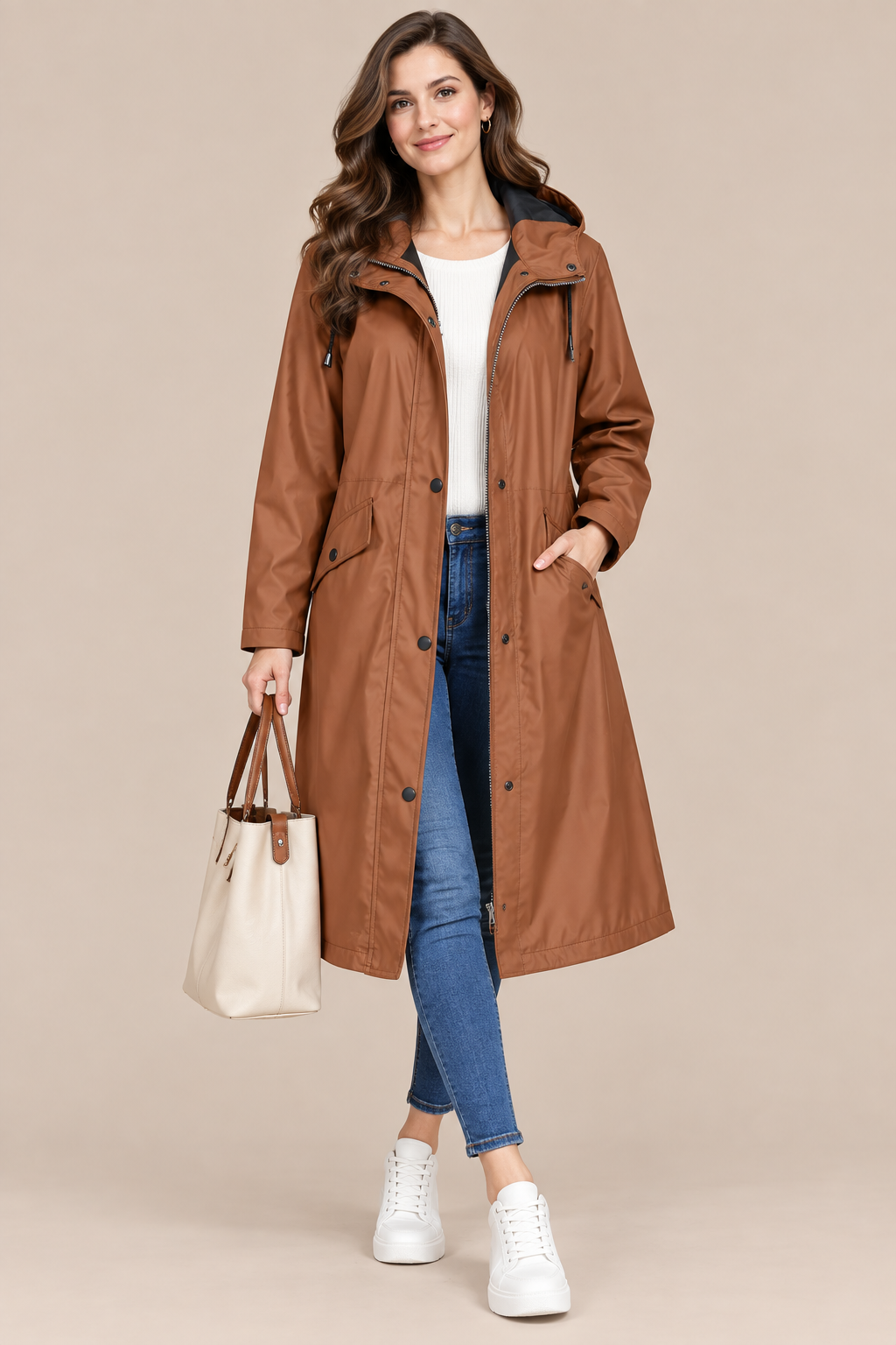 Jodissa | Lange wasserdichte Regenjacke für Damen