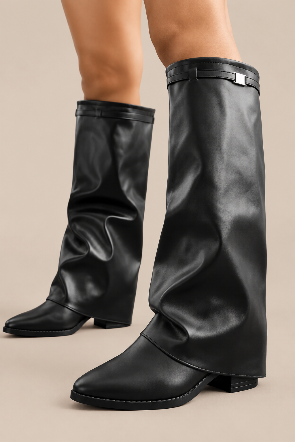 Joraya | Fold Over Boots Damen mit Keilabsatz