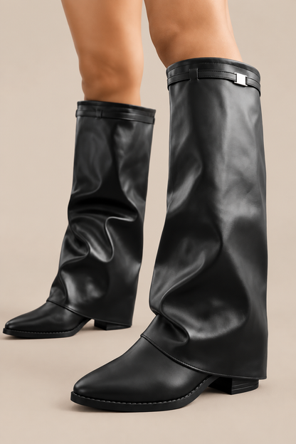 Joraya | Fold Over Boots Damen mit Keilabsatz
