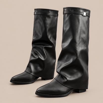 Joraya | Fold Over Boots Damen mit Keilabsatz