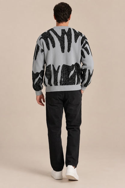 Kaelvin | Strickpullover Herren mit modernem Kontrastmuster