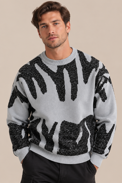 Kaelvin | Strickpullover Herren mit modernem Kontrastmuster