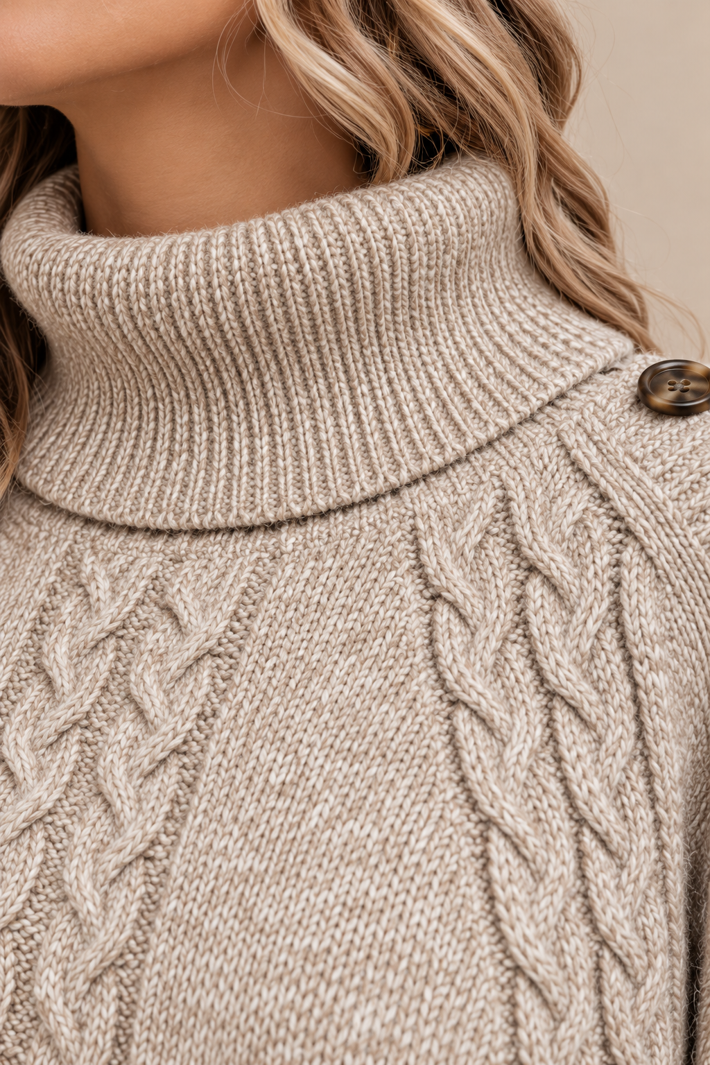 Kolin | Wollpullover Damen im Poncho-Stil mit Zopfmuster
