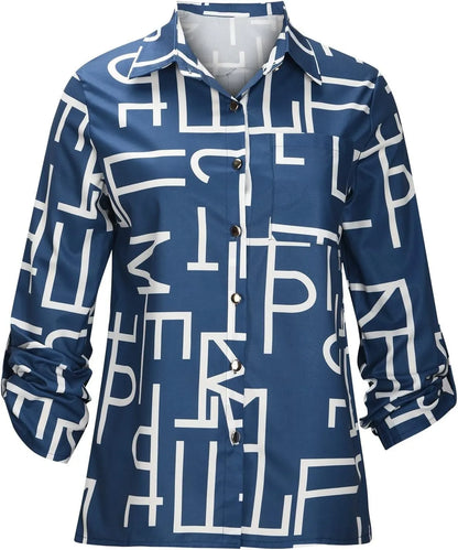 Langarm Hemd Damen | Eleganter Print & Schlankmachender Look