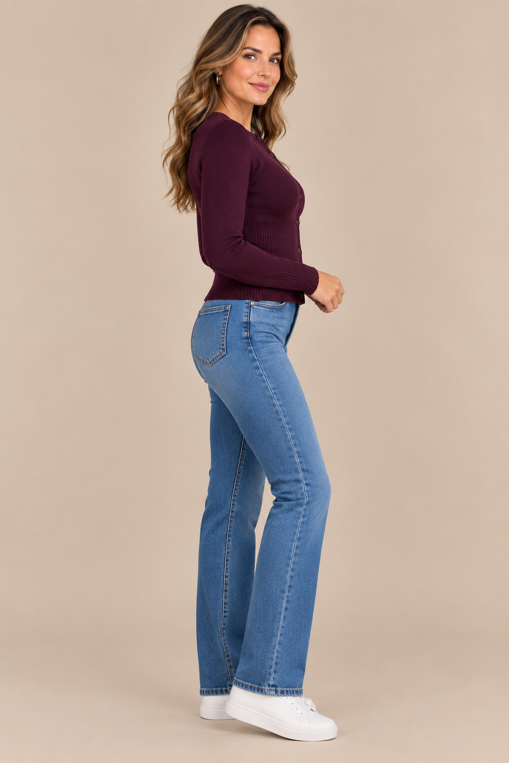 Laura | Cardigan Damen mit taillierter Rippstruktur