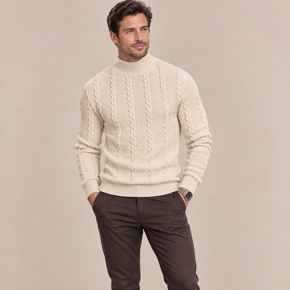 Leandro | Strickpullover Herren mit markantem Zopfmuster