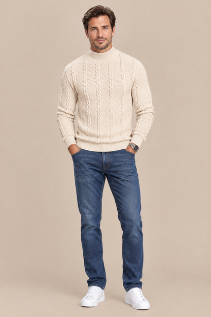 Leandro | Strickpullover Herren mit markantem Zopfmuster
