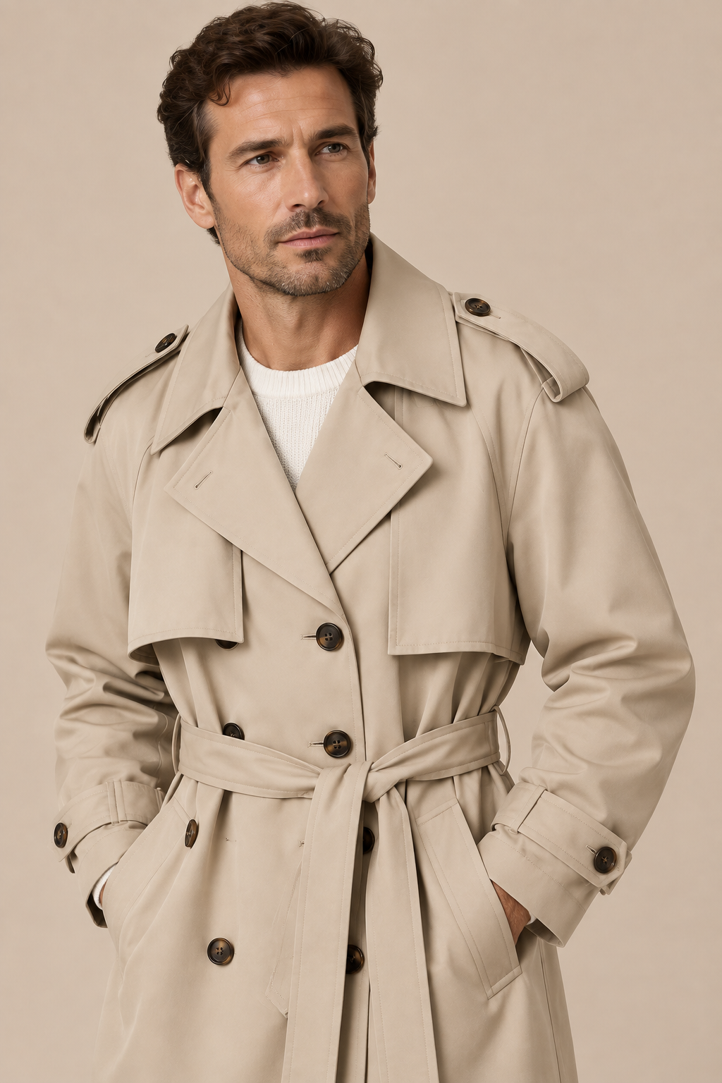 Lemuel | Trenchcoat Herren Lang mit klassischem Revers