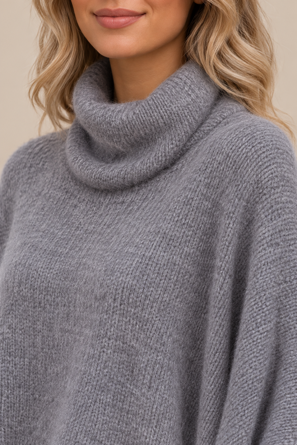 Lendie | Wollpullover Damen im Poncho-Stil mit Rollkragen