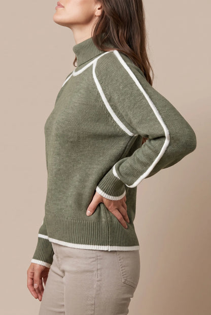Lintera | Moderner Rollkragenpullover Mit Kontraststreifen