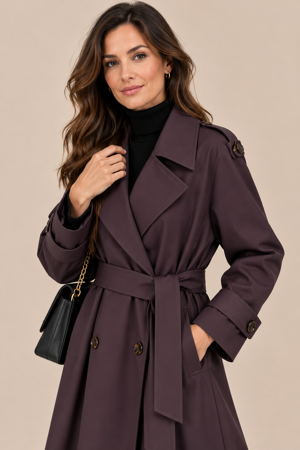 Lorelia | Trenchcoat Damen Lang mit Bindegürtel