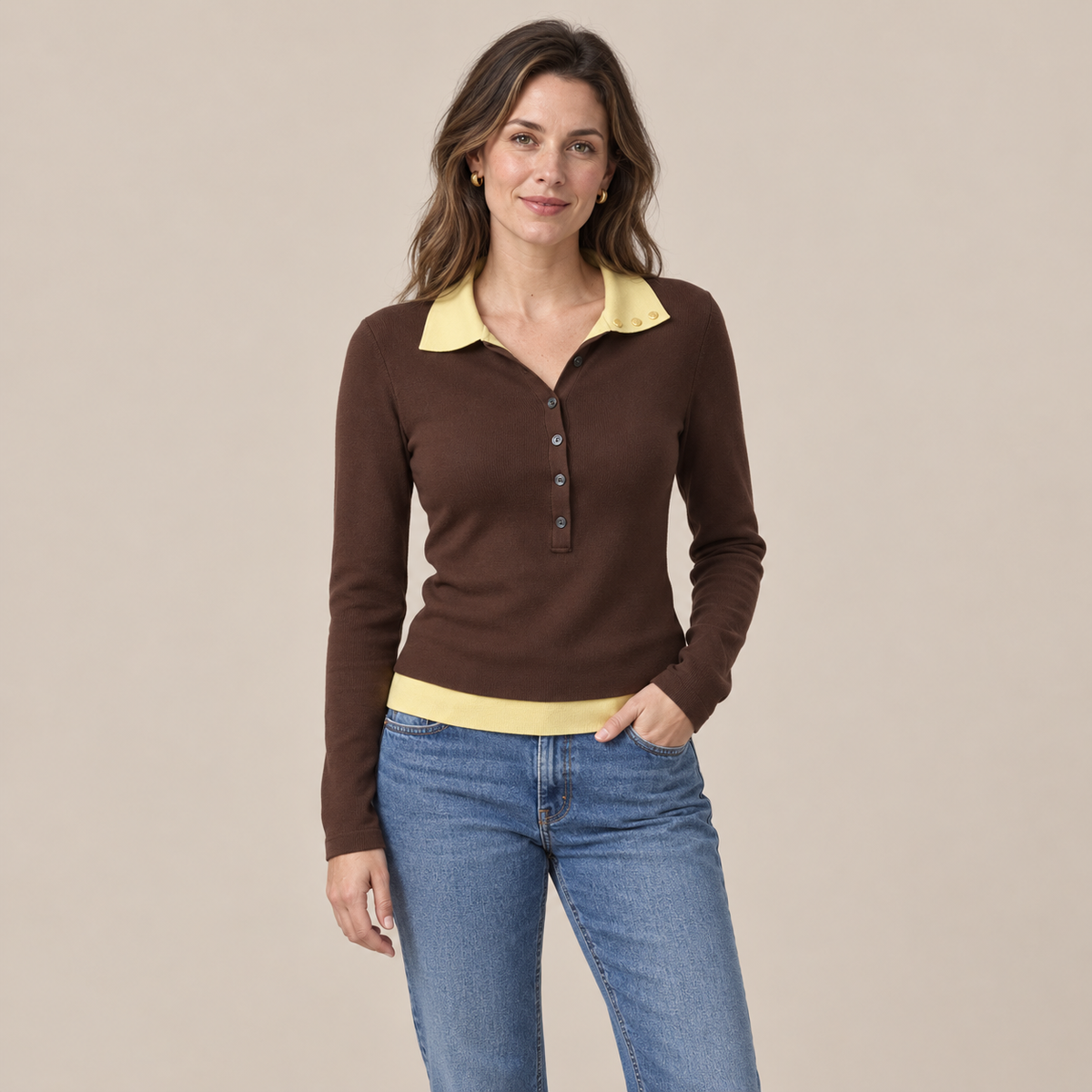 Lorraine | Strickpullover Damen mit Polokragen und Knopfleiste