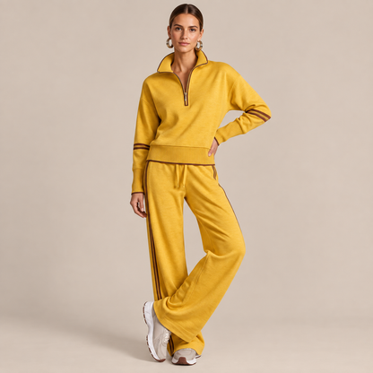LoungeSet | Zweiteiliger Damenanzug Mit Weitem Bein