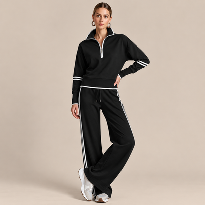 LoungeSet | Zweiteiliger Damenanzug Mit Weitem Bein