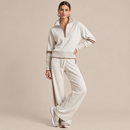 LoungeSet | Zweiteiliger Damenanzug Mit Weitem Bein