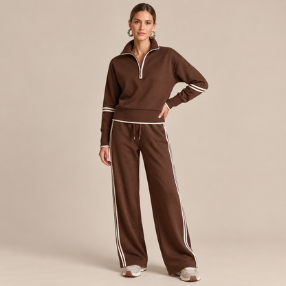 LoungeSet | Zweiteiliger Damenanzug Mit Weitem Bein
