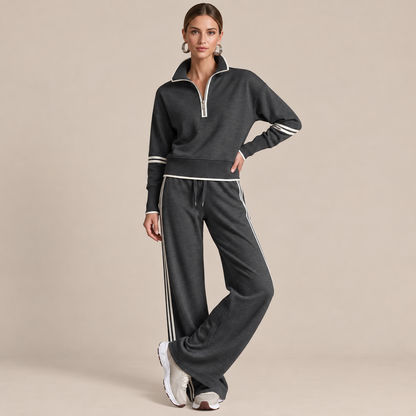LoungeSet | Zweiteiliger Damenanzug Mit Weitem Bein