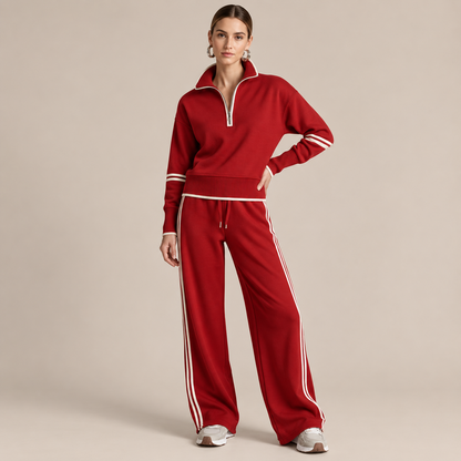 LoungeSet | Zweiteiliger Damenanzug Mit Weitem Bein