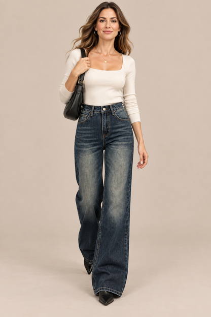 Louraine | Jeans Damen mit weitem Bein und hoher Taille