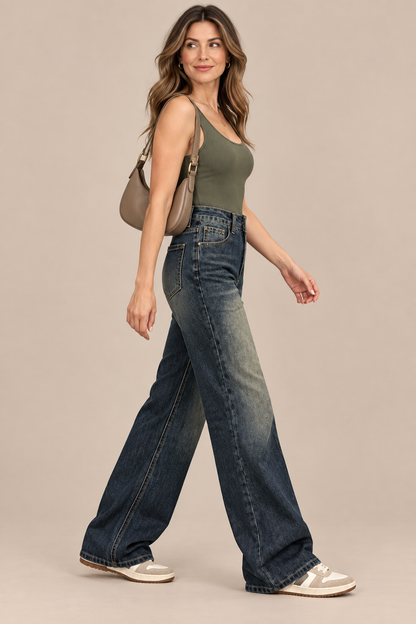 Louraine | Jeans Damen mit weitem Bein und hoher Taille
