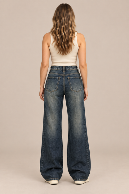 Louraine | Jeans Damen mit weitem Bein und hoher Taille