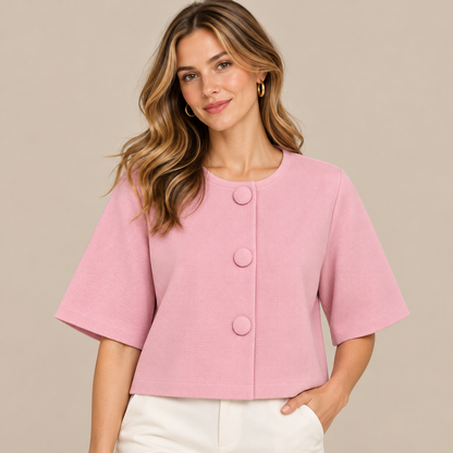 Lucilla | Cardigan Damen Kurzarm mit grossen Knöpfen