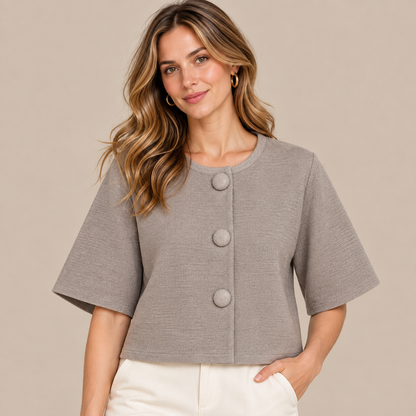 Lucilla | Cardigan Damen Kurzarm mit grossen Knöpfen