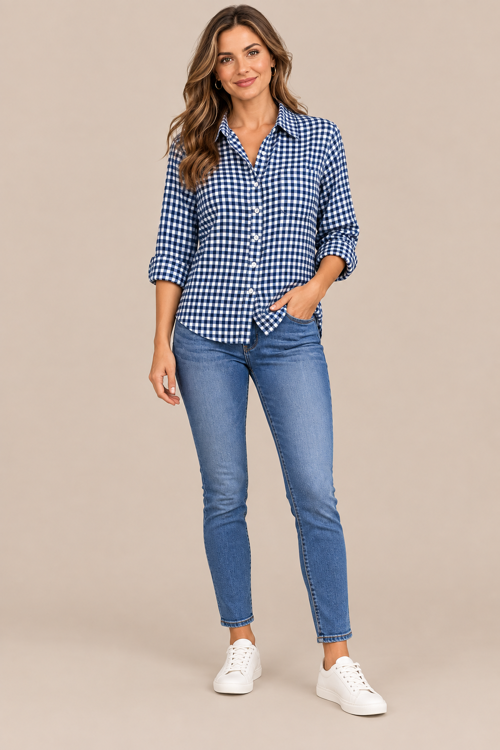 Lumera | Klassisch Karierte Damenbluse Mit Langen Ärmeln