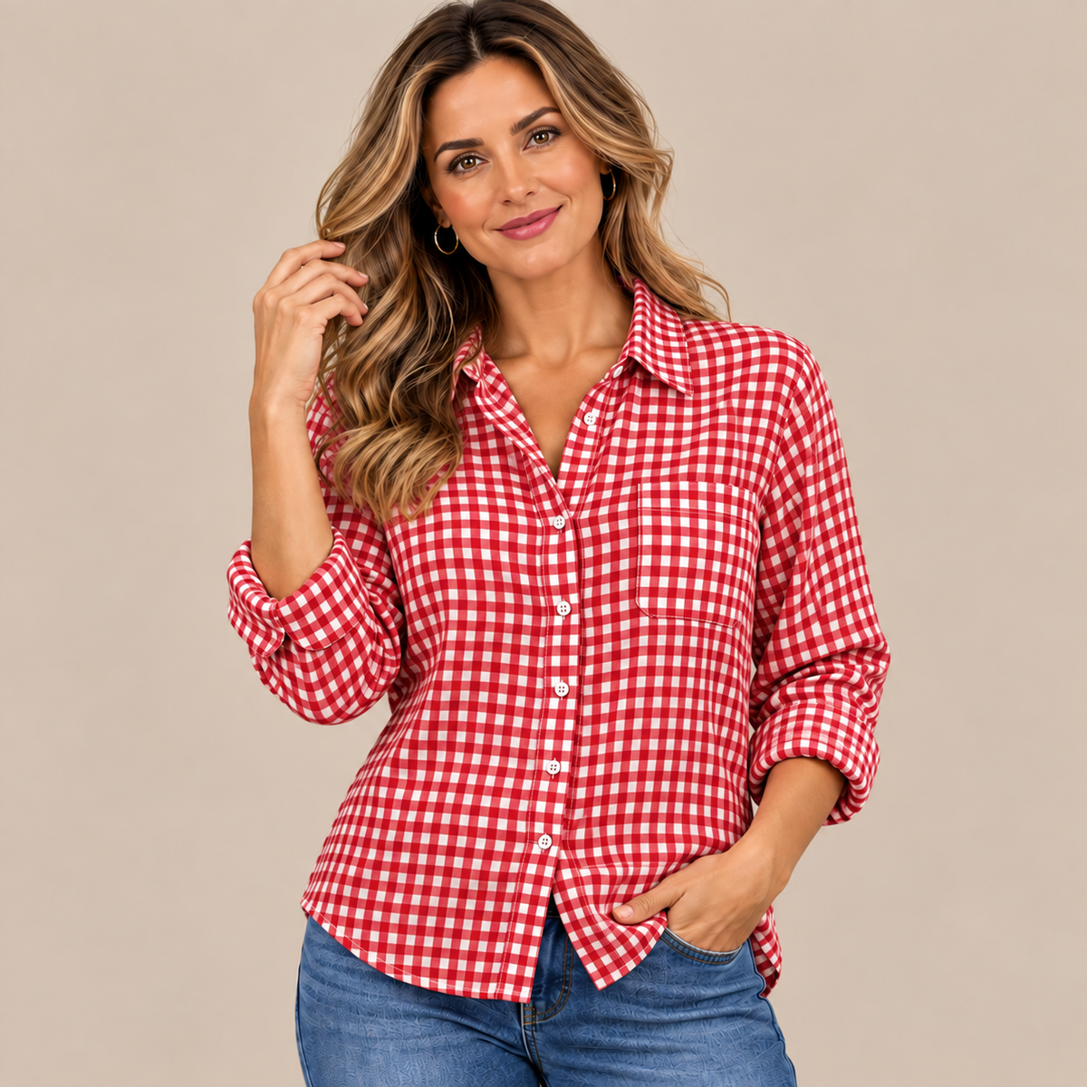 Lumera | Klassisch Karierte Damenbluse Mit Langen Ärmeln