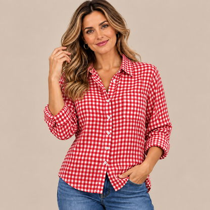 Lumera | Klassisch Karierte Damenbluse Mit Langen Ärmeln