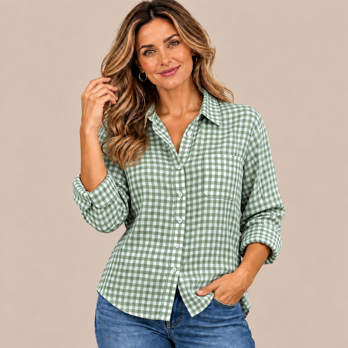 Lumera | Klassisch Karierte Damenbluse Mit Langen Ärmeln