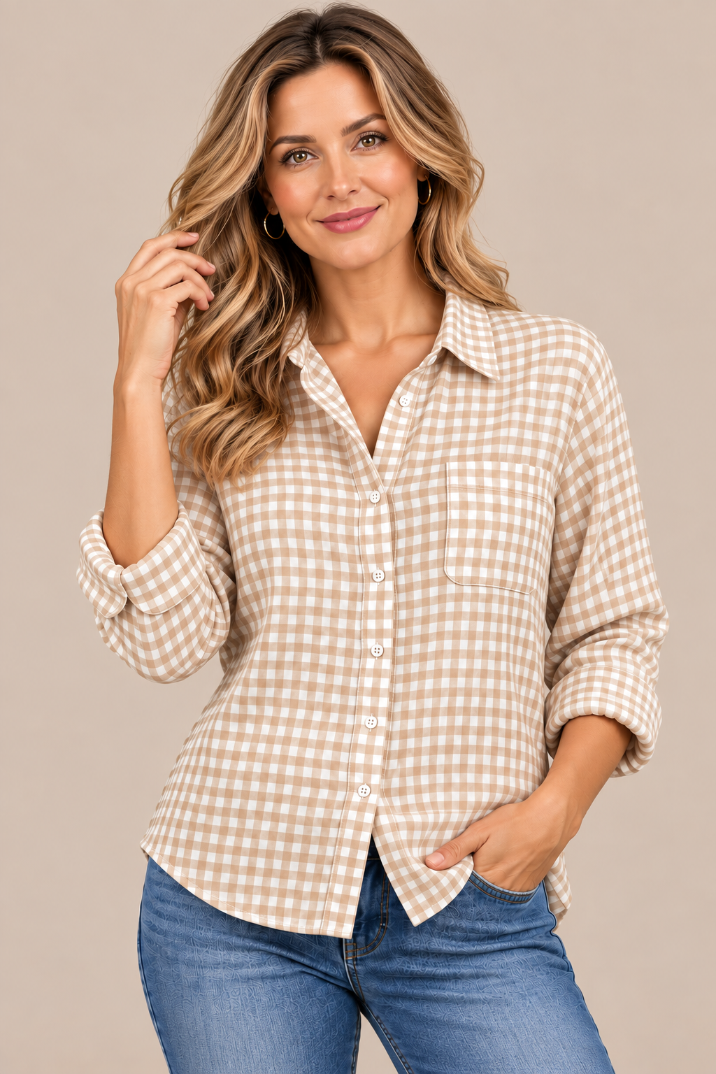 Lumera | Klassisch Karierte Damenbluse Mit Langen Ärmeln