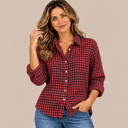 Lumera | Klassisch Karierte Damenbluse Mit Langen Ärmeln