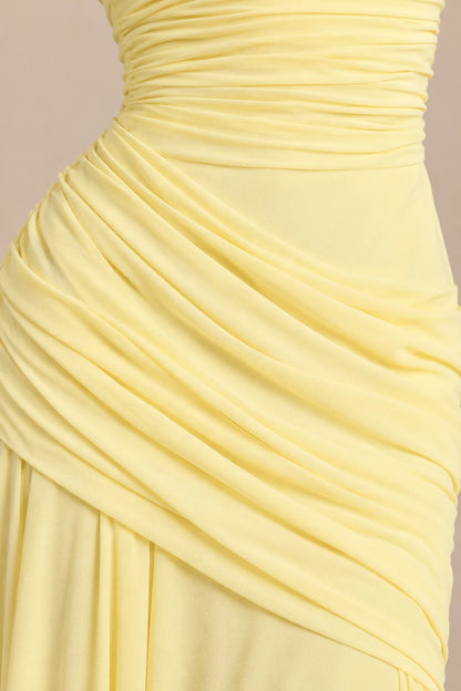 Lumery | Elegantes Maxikleid mit Raffungen und eckigem Ausschnitt