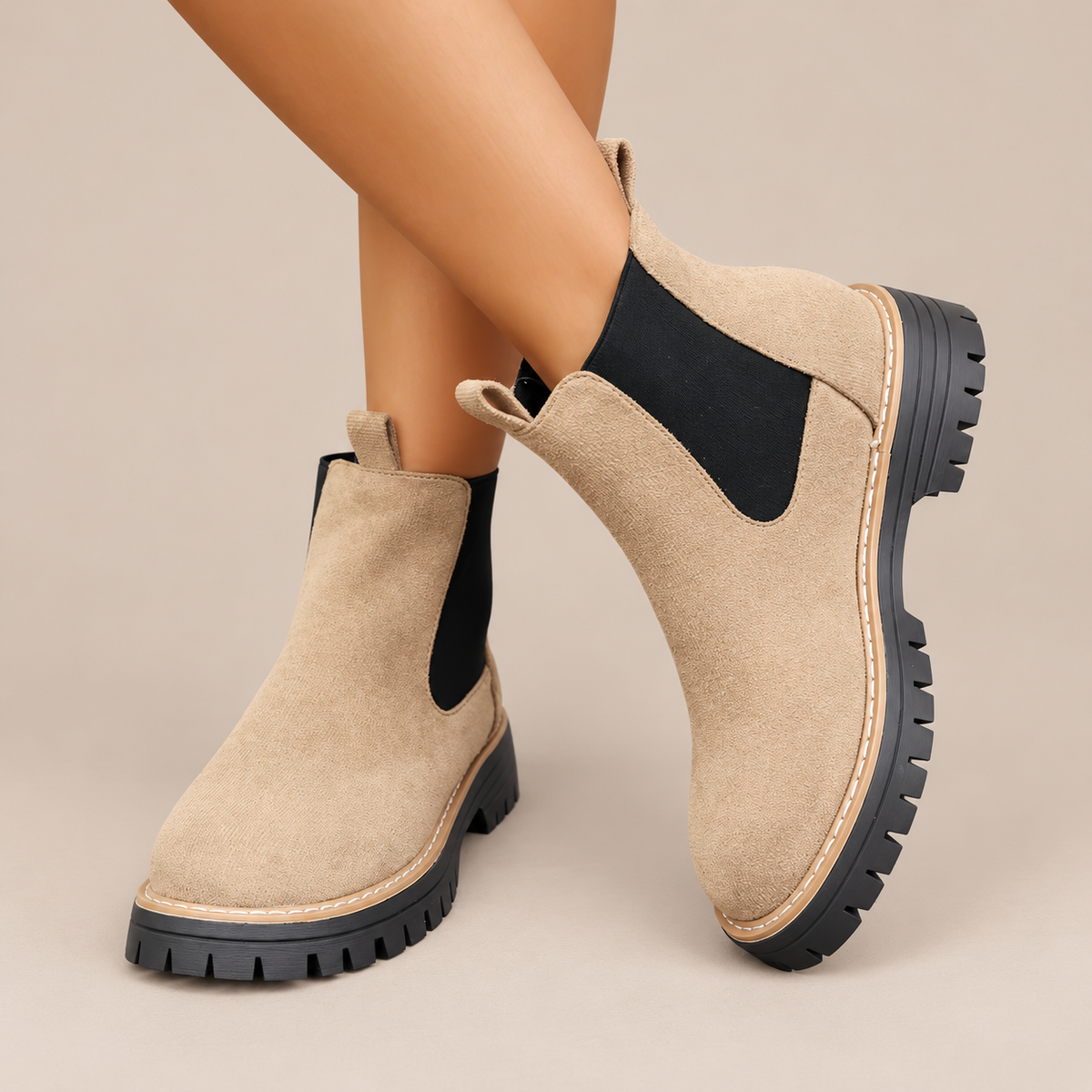 Lurevia | Chelsea Boots Damen mit Profilsohle