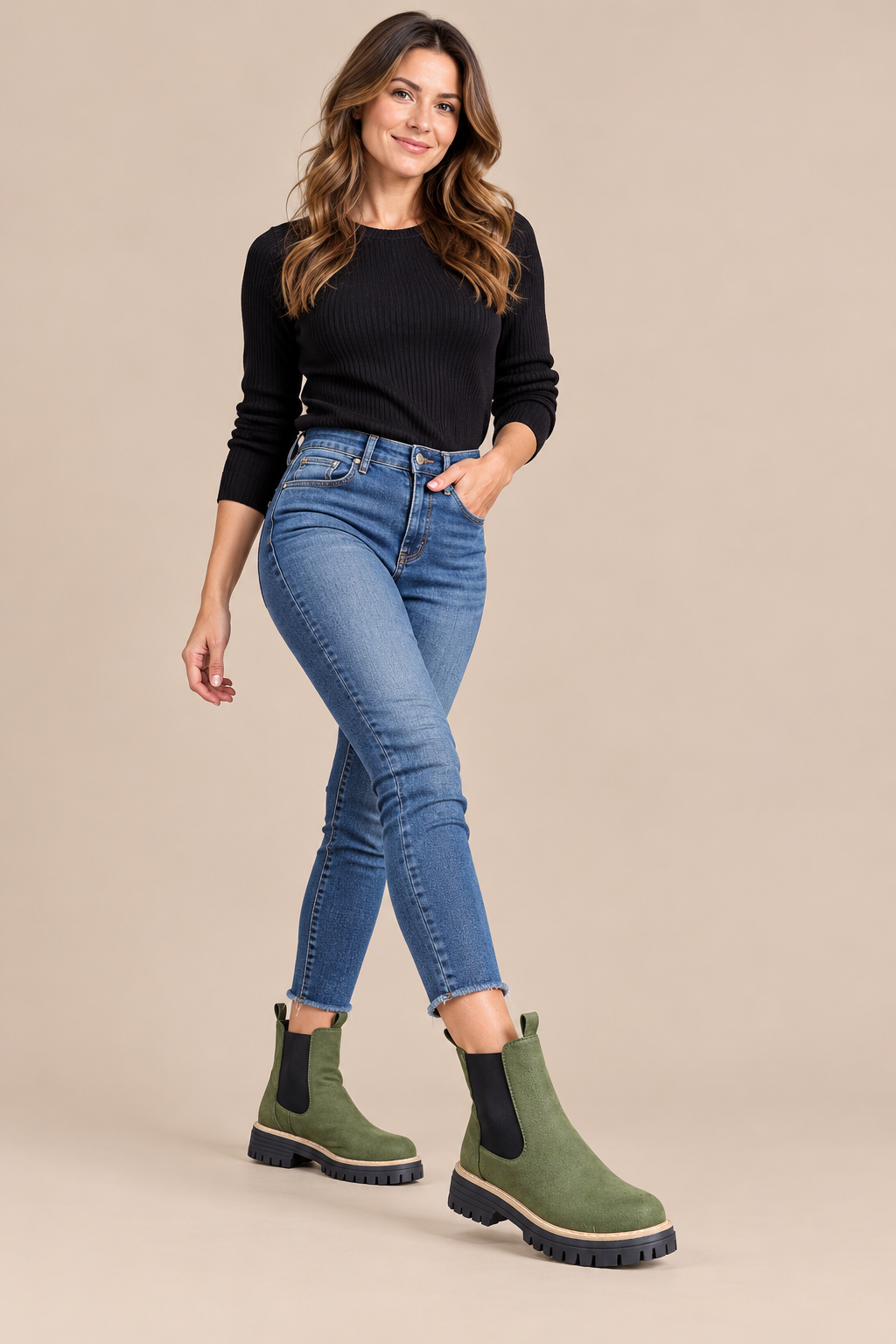 Lurevia | Chelsea Boots Damen mit Profilsohle